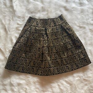 Endless rose brocade black and gold pleated skirt